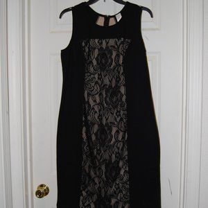 Black sleeveless dress with lace inset